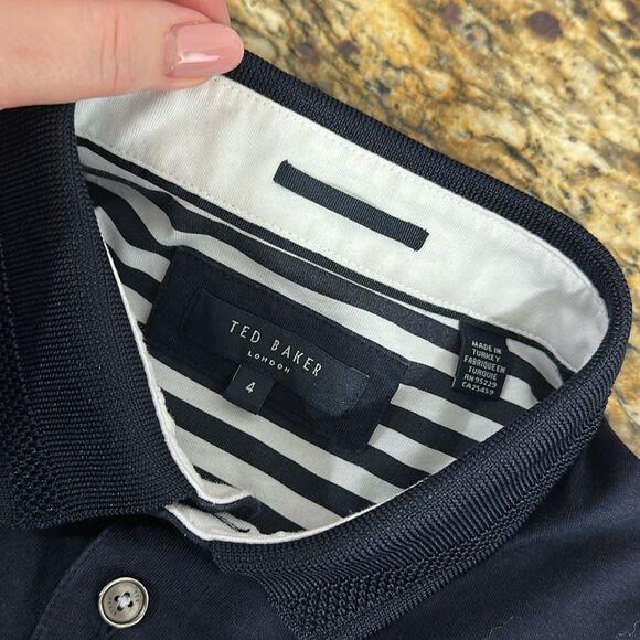 Ted Baker Parrot Embroidery Short Sleeve Polo Shirt In Navy Blue Size L - Picture 5 of 7